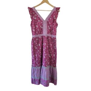 LOFT Pink Floral Midi Dress size 12
